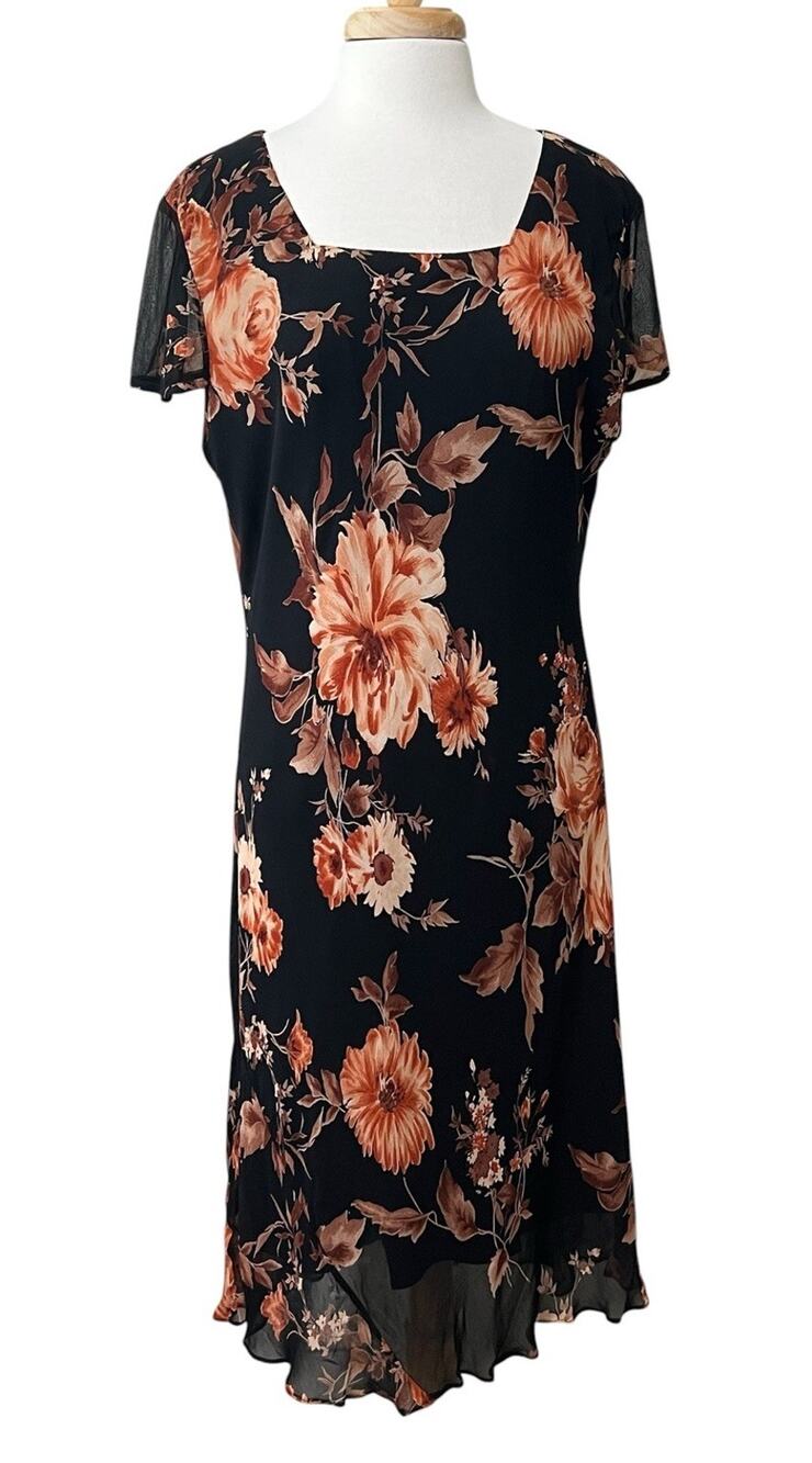 American Angel II Vintage Y2K Dark Floral Gothic Romance Grunge size 18/20 Dress